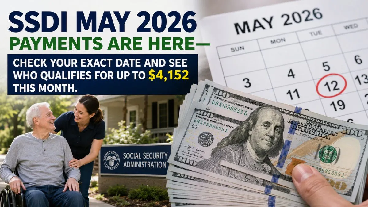 SSDI May 2026 payments are here—check your exact date and see who qualifies for up to $4,152 this month