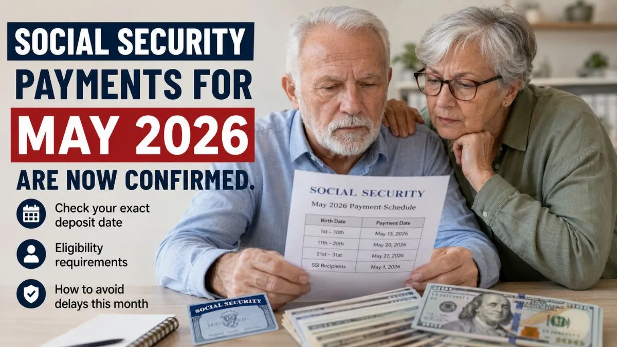 Social Security payments for May 2026 are now confirmed. Check your exact deposit date, eligibility, and how to avoid delays this month